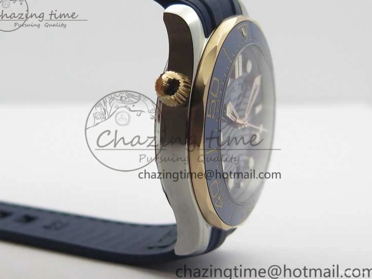 0427 2018 Seamaster Diver 300M SS RG VSF 1:1 Best Edition RG Bezel Blue Dial on Blue Rubber Strap A Contemporary 7927